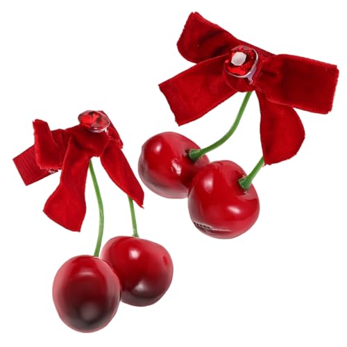 OSOLADY 1paar Kirschen-haarspangen Für Mädchen Süße Warme Haaraccessoires Für Herbst Und Winter Für Stilvolle Frisuren Kalten Jahreszeiten von OSOLADY