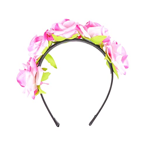 OSOLADY 1 Stück Haarreifen Hochzeit Brautblumen Brautjungfernstirnband Wickel für Damen wedding hair accessories valantines present haarschmuck kreative Kopfbedeckung Haarzubehör Rosa von OSOLADY