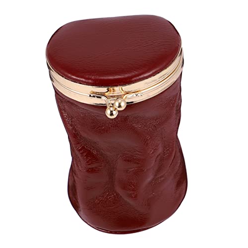 OSOLADY 1 Stück Mini Kosmetiktasche aus Leder mit Spiegel Tragbarer Eleganter Make Up Bag für Damen für Lippenstifte und Kleine Utensilien und Unterwegs von OSOLADY