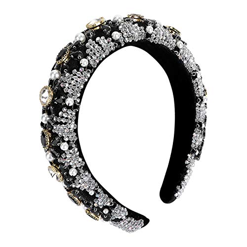 OSOLADY 1 Stück Stirnband aus Kristallperlen funkelnd verzierte Stirnbänder für Damen Erwachsene breit Strasssteine Haarversorgung Frauen Kopfbedeckung Goldener Samt Black OSOLADY 1 Stück Stirnband aus Kristallperlen funkelnd verzierte Stirnbänder für Damen Erwachsene breit Strasssteine Haarversorgung Frauen Kopfbedeckung Goldener Samt Black von OSOLADY