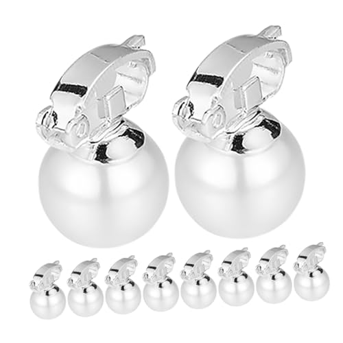 OSOLADY 10 Stück Haarnadel Ohrring Aus Kunstperlen Perlen-ohrclips Clip-on-perlenohrringe Für Frauen Perlenohrclips Für Damen Perlenohrringe Zum Anclipsen Metall Silver OSOLADY 10 Stück Haarnadel Ohrring Aus Kunstperlen Perlen-ohrclips Clip-on-perlenohrringe Für Frauen Perlenohrclips Für Damen Perlenohrringe Zum Anclipsen Metall Silver von OSOLADY