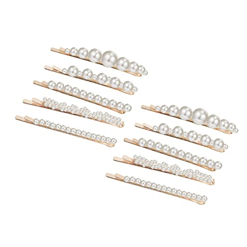 OSOLADY 10 Stück Perlen Haarnadeln Stilvolle Haarclips für Mädchen Seitenstecker Haarschmuck für Partys und Festlichkeiten Weiß Set von OSOLADY