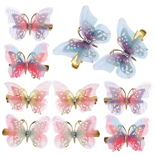 OSOLADY 10 Stück Teiliges Schmetterling Haarspangen für Junge Mädchen Bunte Haarklammern aus Robustem Material Niedliche Haarschmuck accessoires für Frauen für Geburtstag Cosplay und von OSOLADY