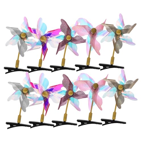 OSOLADY 10stücke Teiliges Windmühlen-haarspangen Mit Glitzer Für Mädchen Farbenfrohes Haarschmuck Rutschfeste Haarklammern Für Jeden Anlass Langlebige Haaraccessoires Für Alltag Und von OSOLADY