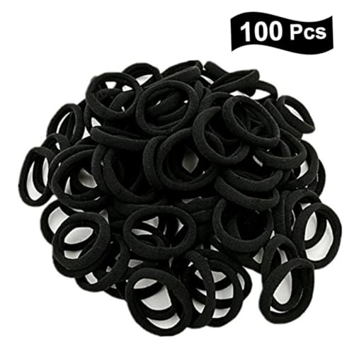 OSOLADY 100 Stück Hochflexible Haargummis Schwarz Elastische Haarschlaufen für Damen und Mädchen Nahtlose Haarbänder für Ponytail Flechten und Verschiedene Frisuren Strapazierfähig und von OSOLADY