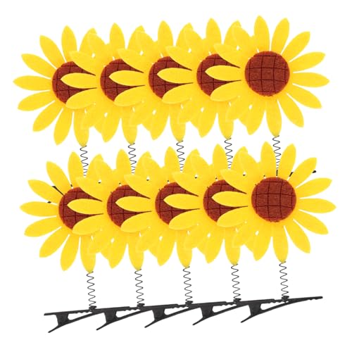 OSOLADY 10stücke Sonnenblumen Haarspange Für Mädchen Sonnenblumenform Haarspangen Dekorative Haarspangen Langlebiges Schmuck-accessoire von OSOLADY