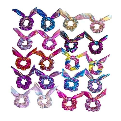 OSOLADY 10stücke Haargummis Mit Goldprägung Haarseil Pferdeschwanzhalter Elastisches Haargummi Für Damen Und Mädchen Blau Saphirblau Lilablau Rosé Orangerot Regenbogenfarbe von OSOLADY