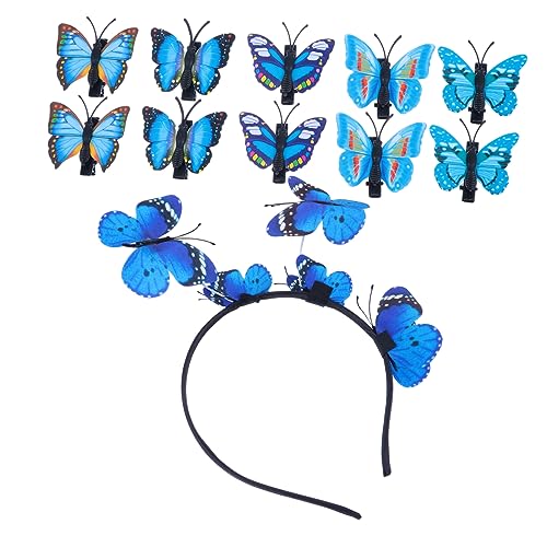 OSOLADY 11 Stücke 3D Schmetterlinge Haarspangen Satz Kopfschmuck für Mädchen Schmetterlings Haarclips Stirnband für Partys Kostüm Zubehör von OSOLADY