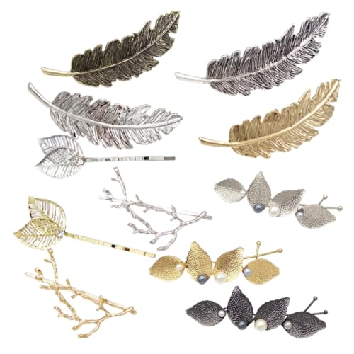 OSOLADY 11Stücke Teiliges Retro Haarklammern Mit Perlen Und Metallblatt Für Damen Stilvolle Bobby Pins Für Hochzeiten Partys Und Besondere Anlässe von OSOLADY