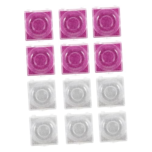 OSOLADY 12 Stück Leere Wimpern Aufbewahrungsbox Kunststoff Wimpern Organizer Rosé Silber Dekoriert mit Glitzerpapier für Professionelle Schönheitssalons und Persönlichen Gebrauch von OSOLADY