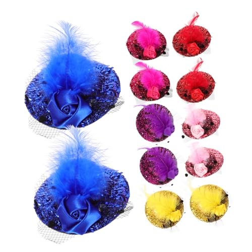 OSOLADY 12stücke Teiliges Mini-haarclips Mit Blumen Und Federn Elegante Mini-hüte Für Hochzeiten Partys Und Besondere Anlässe Bequem Und Auffällig Für Damen Und Mädchen von OSOLADY