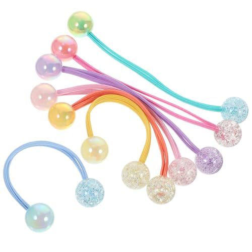 OSOLADY 14 Stück Haargummis mit Doppelkugeln für Mädchen Elastische Pferdeschwanzhalter Farbenfrohe Haarseile für Kinder für Geburtstage und Feiertage von OSOLADY