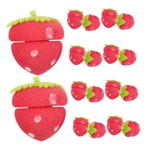 OSOLADY 18 Stück Heatless Strawberry Sponge Rollers für Frauen Weiche Leichte Haar Curlers zum Schlafen und Reisen Schonendes Styling ohne Hitze Vielfältige Lockenformen für Alltag und von OSOLADY