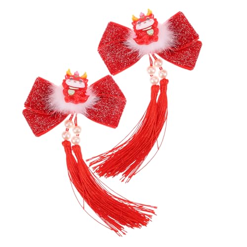 OSOLADY 1Paar Drachenjahr Haarschmuck für Damen Rote Schleifen Haarclips mit Quaste für Chinesisches Neujahr Hochzeiten und Festliche Anlässe Leicht und Langlebig OSOLADY 1Paar Drachenjahr Haarschmuck für Damen Rote Schleifen Haarclips mit Quaste für Chinesisches Neujahr Hochzeiten und Festliche Anlässe Leicht und Langlebig von OSOLADY