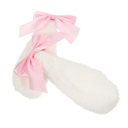 OSOLADY 1Paar Lolita Haarnadeln Mit Bogenknoten Kaninchenohren Haarschmuck Für Mädchen Cosplay Haarnadeln Hellrosa Mit Weißen Ohren Süße Haaraccessoires Für Festliche Anlässe von OSOLADY