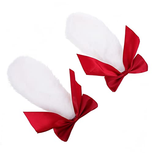 OSOLADY 1Paar Lustiger Haarschmuck Für Mädchen Süße Kaninchenohren Haarklammern Mit Rotem Schleifen Design Für Cosplay Lolita Barrettes Für Besondere Anlässe OSOLADY 1Paar Lustiger Haarschmuck Für Mädchen Süße Kaninchenohren Haarklammern Mit Rotem Schleifen Design Für Cosplay Lolita Barrettes Für Besondere Anlässe von OSOLADY