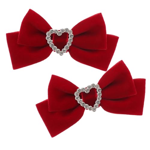 OSOLADY 1Paar Velours Haarspangen für Mädchen Rote Schleifen Haaraccessoires für Familienfotos Hochzeiten und Täglichen Gebrauch Rutschfest und Bequem von OSOLADY