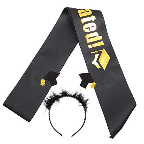 OSOLADY Abschluss Hut Stirnband Mit Schärpe Für Graduation Party Mini Haarband Mit Absolventenkappe Dekoratives Cosplay Zubehör Für Abschlussfeier von OSOLADY