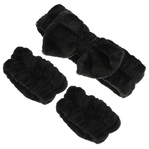OSOLADY Spa Stirnband Satz mit Armbändern Wasserabsorbierend Hautpflege Haarband für Gesichtsreinigung Weiches Mikrofaser mit Schleifen Design für Damen von OSOLADY