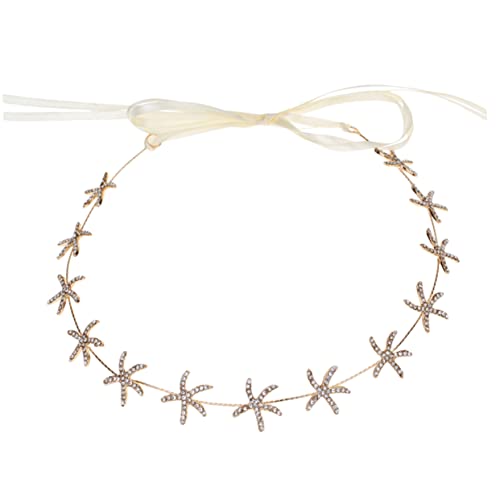 OSOLADY Seestern Stirnband Mit Strass Für Damen Hochzeit Kopfbedeckung Gold Stern Schmuck Für Party Brautschmuck Haarschmuck von OSOLADY