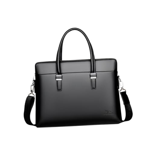 OSOLADY 1Stück Kuhleder Aktentasche Laptoptasche aus Rindsleder Stilvolle Umhängetasche für Herren Wasserfest und Langlebig für Büro und Freizeit Schwarz von OSOLADY