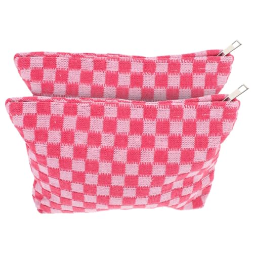 OSOLADY 2stücke Karierte Kosmetiktaschen Für Damen Großer Make-up Organizer Mit Reißverschluss Für Reisen Multifunktionale Aufbewahrungstasche Für Kosmetik Und Kleine Gegenstände von OSOLADY