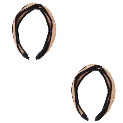 OSOLADY 2 Stk Stroh Gewebtes Stirnband Verstellbares Kopfband Haarschmuck Zum Flechten Haarbänder Für Mädchen Modische Stirnbänder Haarblasen Für Mädchen Stylisches Stirnband Stoff von OSOLADY
