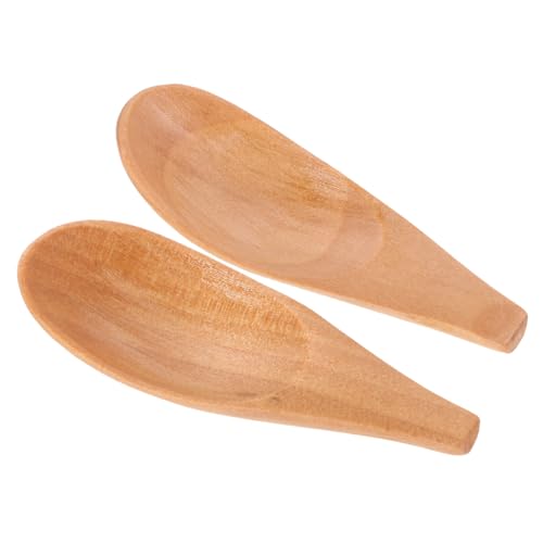 OSOLADY 2 Stück Maskenlöffel Löffel Messlöffel Küchenzubehör Kleine Schaufel Holz Kaffeesatzlöffel Teelöffel Schaufel Kaffeebohnenlöffel Holz Kaffeeschaufel Holzschaufel Hellbraun Holz von OSOLADY