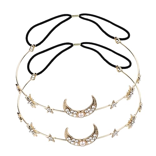 OSOLADY 2 Stück Perlenstirnband Ornament Silberner Brauthaarschmuck Trendy Strass-stirnbänder Halbmond Stern Zubehör Mode Strass-kopfschmuck Hochzeit Kopfschmuck Golden Legierung OSOLADY 2 Stück Perlenstirnband Ornament Silberner Brauthaarschmuck Trendy Strass-stirnbänder Halbmond Stern Zubehör Mode Strass-kopfschmuck Hochzeit Kopfschmuck Golden Legierung von OSOLADY