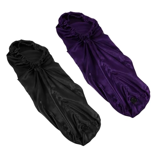 OSOLADY 2 Stück Satin Schlafhauben mit Schnalle Lange Zylinderhaube für Damen für Lockiges Haar Dunkellila Haarschutz Beim Schlafen OSOLADY 2 Stück Satin Schlafhauben mit Schnalle Lange Zylinderhaube für Damen für Lockiges Haar Dunkellila Haarschutz Beim Schlafen von OSOLADY
