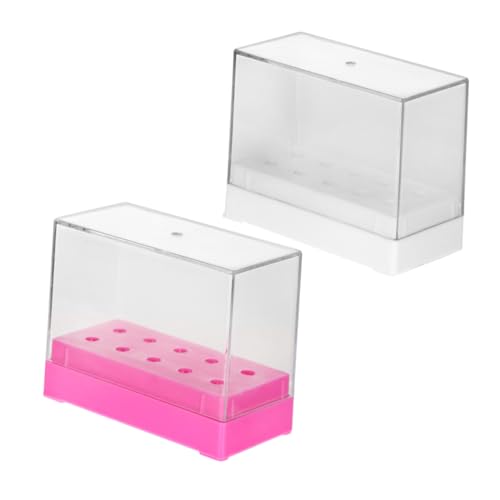 OSOLADY 2 Stück Teiliges Aufbewahrungsbox für Nagelbohrer Kunststoff Nageldrehmaschinen Bits Organizer mit Fächern für Nagelkunst und Polierköpfe für Nagelstudios und Heimgebrauch von OSOLADY