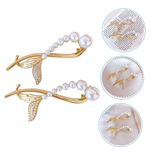 OSOLADY 2 Stück Teiliges Perlen haarspangen Funkelnden Strasssteinen Stilvolle Fischschwanz haarnadeln für Mädchen Modische Haarschmuck accessoires für Hochzeit Party und Alltag von OSOLADY