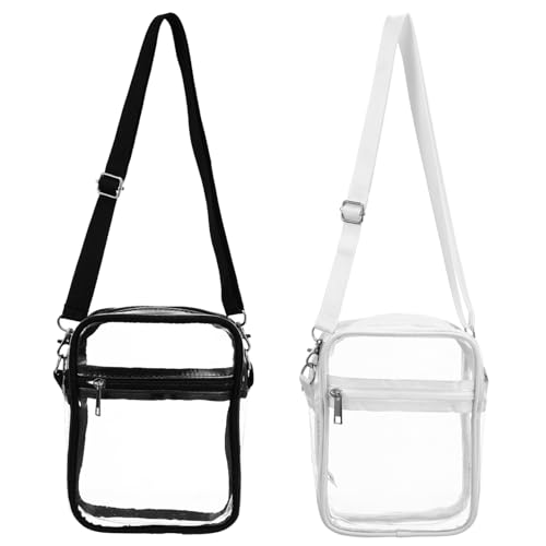 OSOLADY 2 Stück Transparente Umhängetasche für Stadionveranstaltungen Verstellbare Schultergurte Robuste PVC Tasche für Frauen Leicht zu Reinigen Handtaschen Organizer von OSOLADY