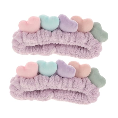 OSOLADY 2 Stück Verstellbare Haargummis mit Herzmuster Weiche Elastische Haarbänder für Damen Schonend zu Haaren zum Waschen Make up und Alltag Passend für Kopfgrößen von OSOLADY