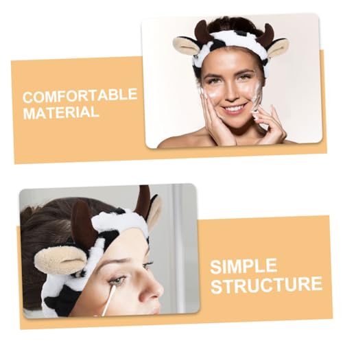 OSOLADY 2 Stück Weiches Niedliches Kuh ohr Haarband Baumwoll Stirnband zum Waschen vom Gesicht Make up Spa Haarband für Damen und Mädchen Bequemes Stylisches Hautpflege accessoire von OSOLADY