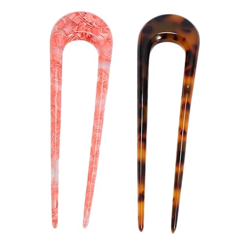 OSOLADY 2 Stück Wellenförmige U förmige Haarnadeln aus Acetat Vintage Haarpin für Damen Eleganter Haarschmuck Stilvoller Dutt Haarschmuck für Alltag und Besondere Anlässe von OSOLADY