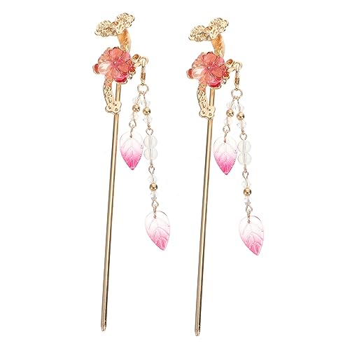 OSOLADY Chinesische Haarstäbchen 2 Stück Traditionelle Legierung Haarstäbe Rote Haarnadeln Für Damen Antiker Stil Haar Zubehör Für Festlichkeiten Und Partys von OSOLADY