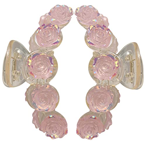 OSOLADY 2 Stücke Blumen Haarklammern Große Haarklammern für Dickes Langes Haar Dekorative Haarspangen aus Stabilen Acryl für Damen Vielseitig für Verschiedene Anlässe von OSOLADY