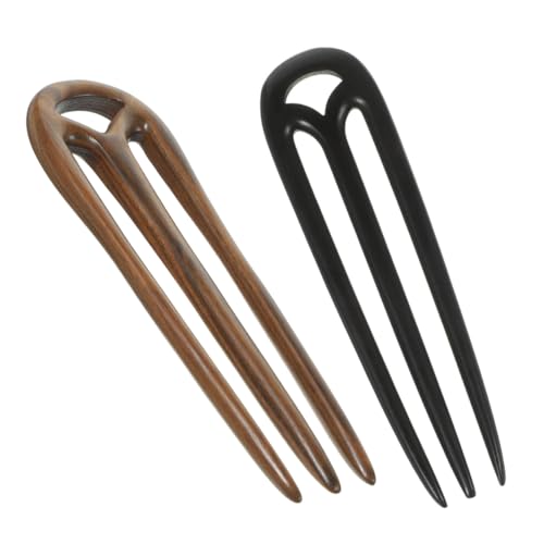 OSOLADY 2 stücke Vintage U-förmige Holz Haarnadeln Chinesischen Stil Haar Zubehör Sandelholz Haar Pin für Frauen von OSOLADY