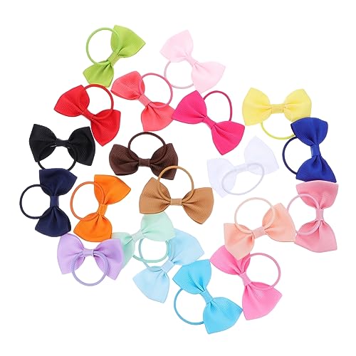 OSOLADY 20 Stück Haargummis mit Schleife für Mädchen Elastische Pferdeschwanzhalter Bunte Haarbänder für Kinder Kreativer Kopfschmuck für Feste und Partys Leicht und Praktisch von OSOLADY