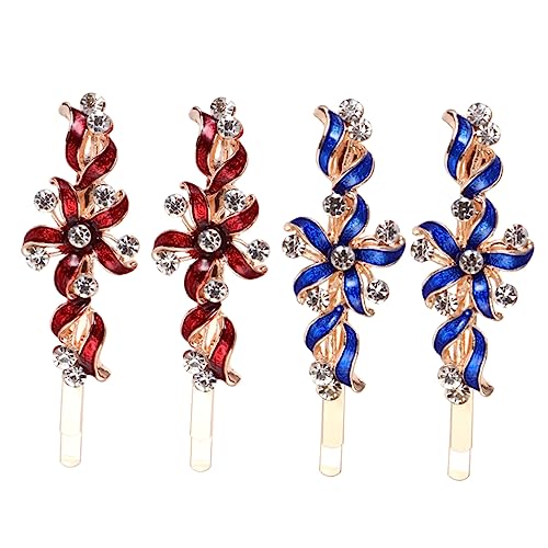 OSOLADY 2paare Haarspangen Mit Blumen-design Langlebige Clips in Rot Und Blau Accessoires Für Frisuren Perfektes Für Und Mädchen von OSOLADY