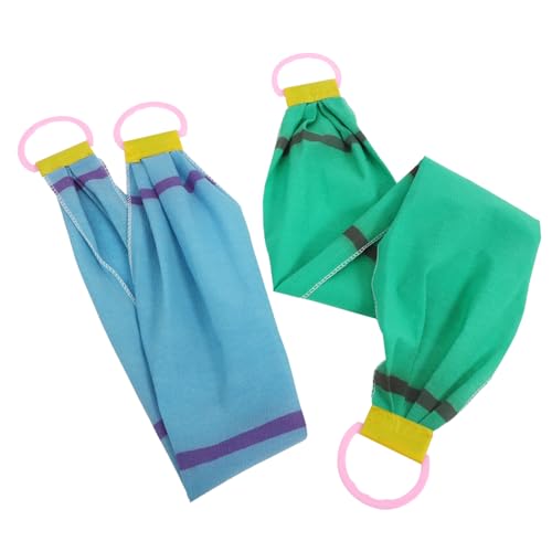 OSOLADY 2-teiliges Set mit Peeling-Badetuch für den Rücken doppelseitig Hautwäscher-Handtücher grün/blau sanfte Badewäscher von OSOLADY