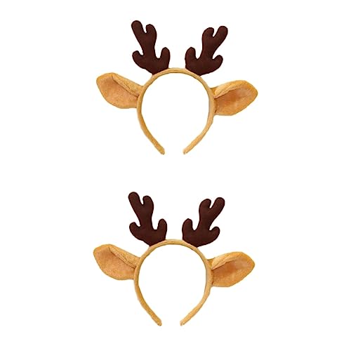 OSOLADY 2St Kopfschmuck aus Elchhorn Weihnachts-Plüsch-Haarband tierische stirnbänder faschingskostüme karnevalskostüme haarschmuck Weihnachtskopfschmuck Weihnachtsgeweih Haarspange Stoff von OSOLADY