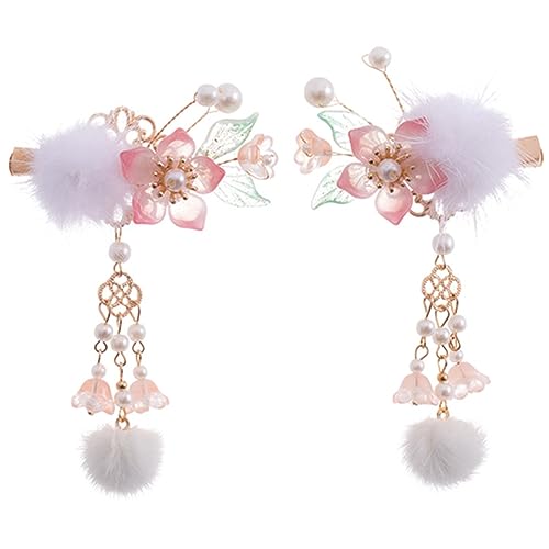 OSOLADY 2Stücke Blumen Haarclips mit Perlen und Plüschkugeln Haarspangen mit Quasten für Mädchen für Hochzeiten und Partys OSOLADY 2Stücke Blumen Haarclips mit Perlen und Plüschkugeln Haarspangen mit Quasten für Mädchen für Hochzeiten und Partys von OSOLADY