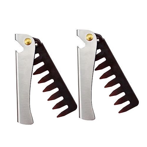 OSOLADY 2stücke Klappkamm Für Männer Und Bart Edelstahlkamm Mit Breiten Zinken Haarkamm Für Geölte Frisuren Kompakt Und Tragbar Langlebig Und Angenehm Anwendung von OSOLADY