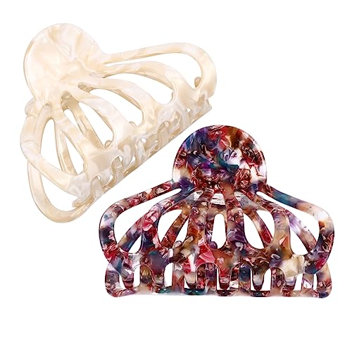 OSOLADY 2Stücke Große Pack Vintage Haarspangen für Damen Hohles Design Rutschfeste Krallenclips für Dickes Dünnes und Langes Haar Cremefarben Blumenmuster OSOLADY 2Stücke Große Pack Vintage Haarspangen für Damen Hohles Design Rutschfeste Krallenclips für Dickes Dünnes und Langes Haar Cremefarben Blumenmuster von OSOLADY