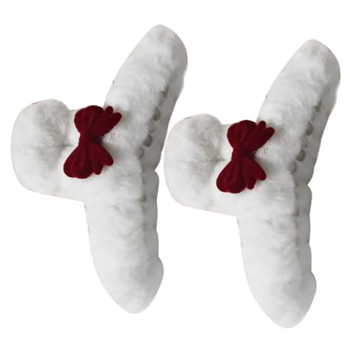 OSOLADY 2stücke Flauschige Haarklammern Mit Schleifen Haarclips Für Frauen Rutschfeste Kralle Niedliches Design Für Elegante Looks Für Verschiedene Haarkreationen von OSOLADY