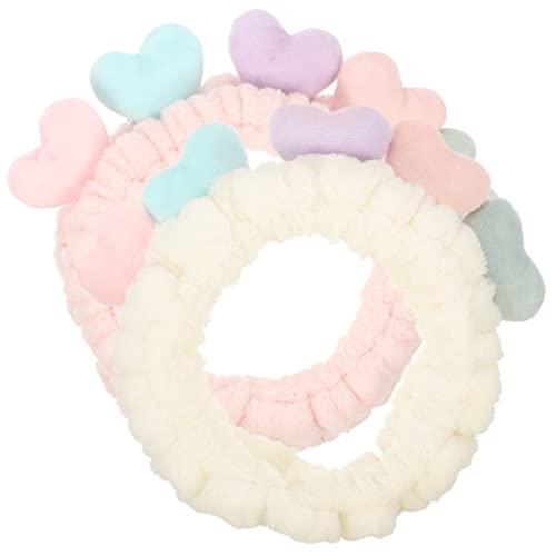 OSOLADY 2Stücke Herz Stirnbänder für Damen Weiche Make Up und Waschhaarbänder Niedliches Design für Hautpflege und Cosplay und Champagner von OSOLADY