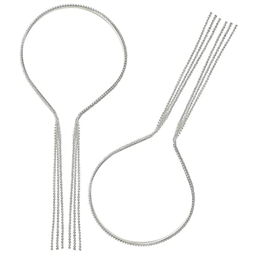 OSOLADY 2 Stücke Strass Quasten Haarband Damen Zartes Kopfaccessoire Elastisch Dehnbar für Hochzeiten Partys Alltagsgebrauch von OSOLADY