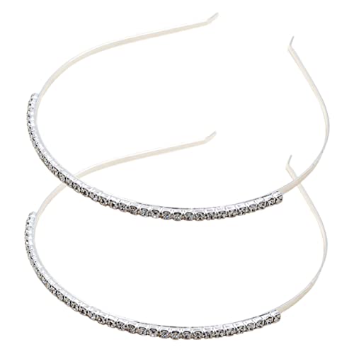 OSOLADY 2Stücke Teiliges Stirnband mit Funkelndem Diamantdesign Dekoratives Haarband für Hochzeiten Partys und Besondere Anlässe Wiederverwendbar Silberfarbene Metallstirnbänder von OSOLADY